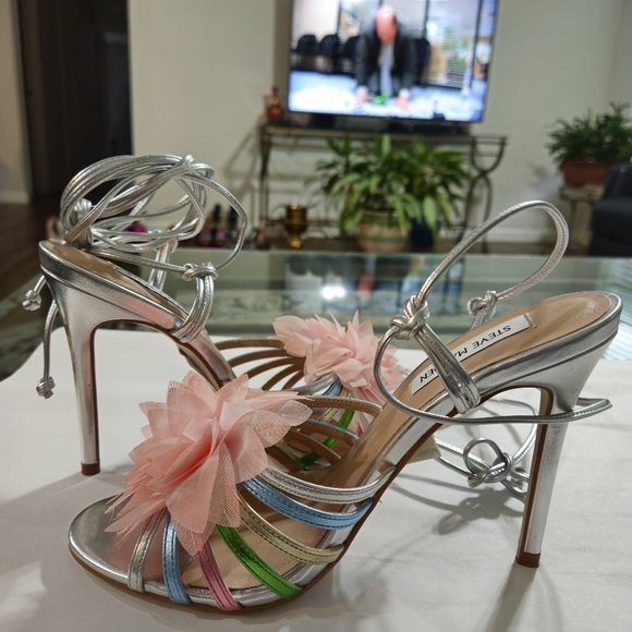 🦃TODAY ONLY🦃Steve Madden Multicolor Metallic Sandals Stiletto New Sz 8.5 - Picture 8 of 12